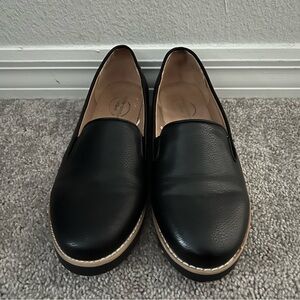 Black Leather Slip-On Loafers